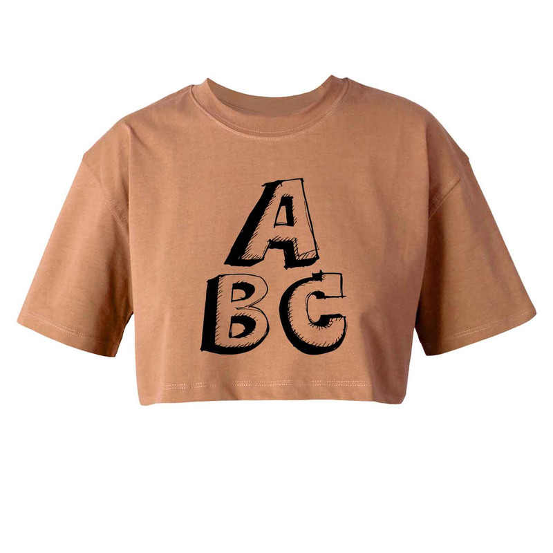 کراپ‌تاپ آستین کوتاه زنانه مدل ABC کد L211 رنگ طوسی