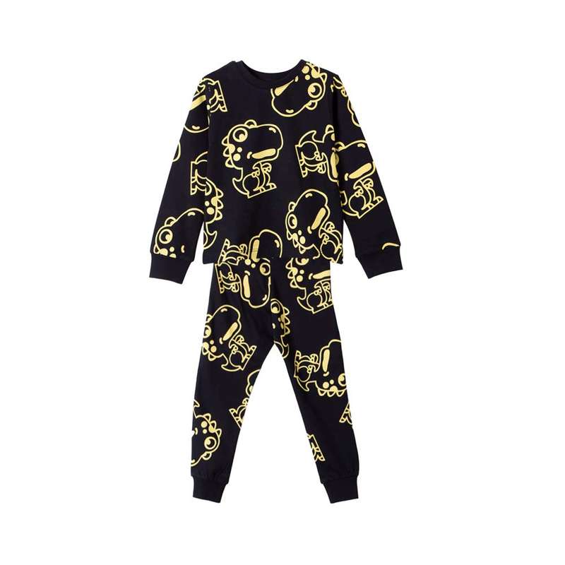 ست تی شرت و شلوار پسرانه جی بی جو مدل دایناسور 70051 رنگ مشکی