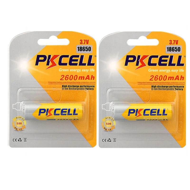 باتری لیتیوم یون قابل شارژ پی کی سل کد 18650 ظرفیت 2600 میلی آمپر ساعت بسته 2 عددی