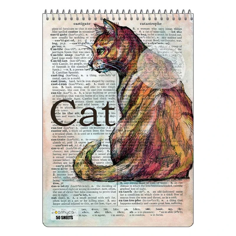 دفتر نقاشی 50 برگ سیمی کارنیکا طرح روزنامه وینتج حیوانات Vintage Newspaper Animals کد 22133