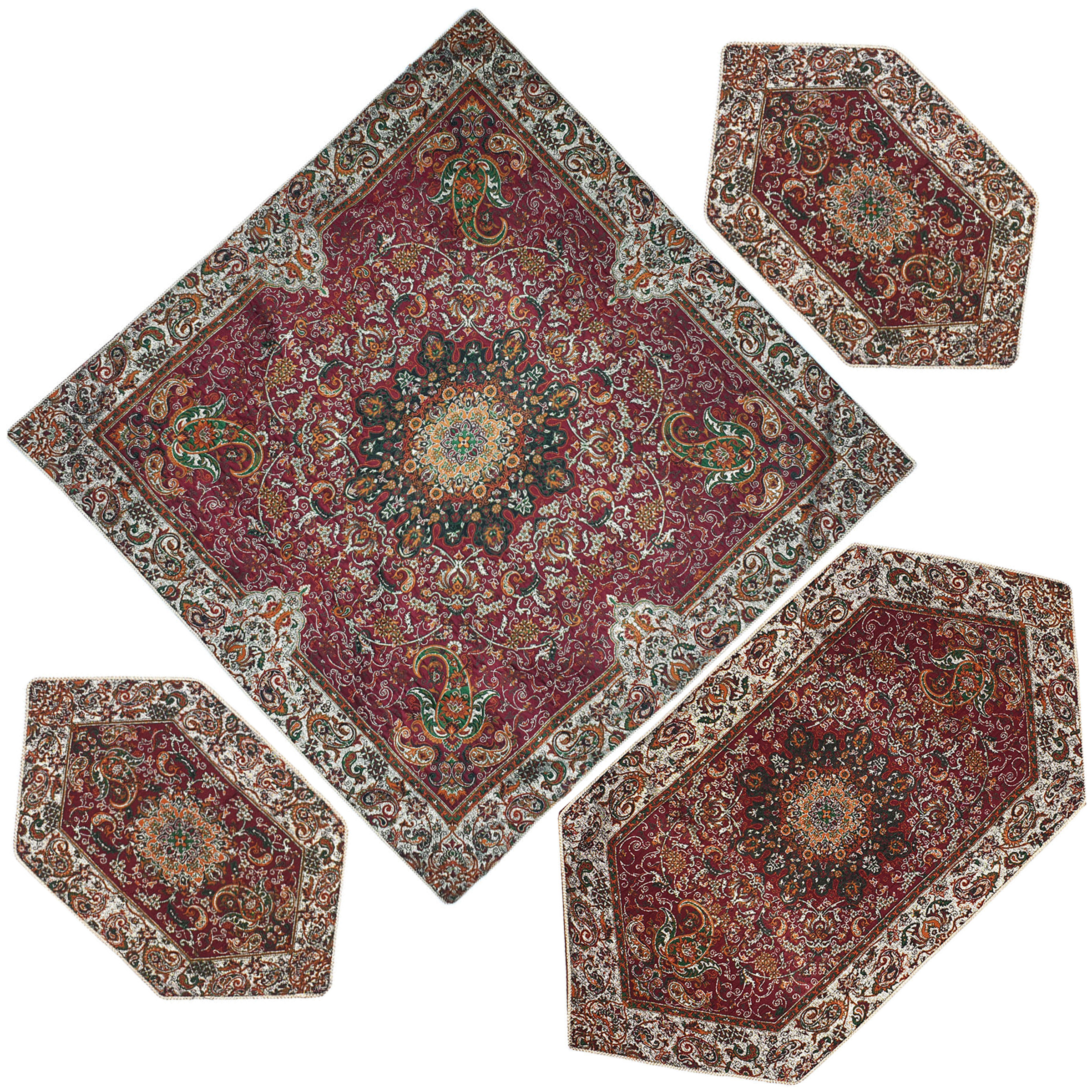 ست 4 تکه رومیزی ترمه مدل قاجار کد ZR4-4