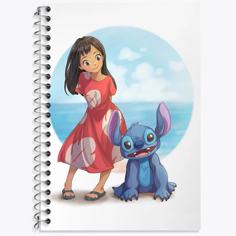 دفتر زبان 50 برگ خندالو مدل سه خط طرح لیلو و استیچ کد 37195