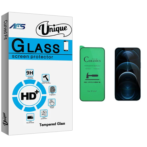 محافظ صفحه نمایش سرامیکی ای اف اس مدل Unique Glass مناسب برای گوشی موبایل اپل iPhone 12 Pro Max