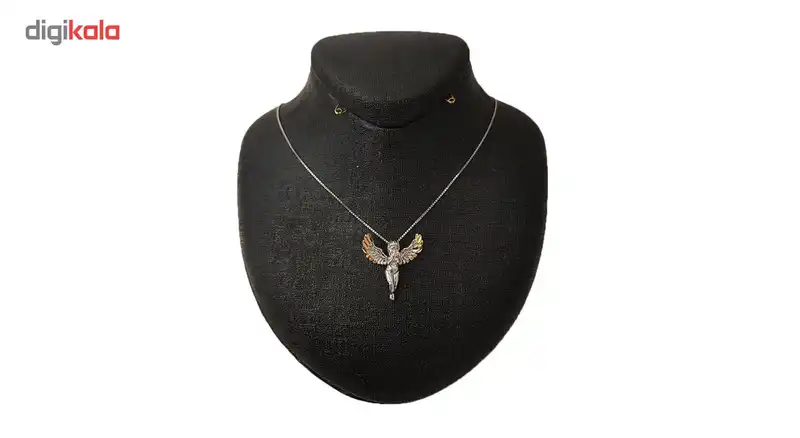 گردنبند نقره ترمه مدل فرشته بال طلایی Termeh
