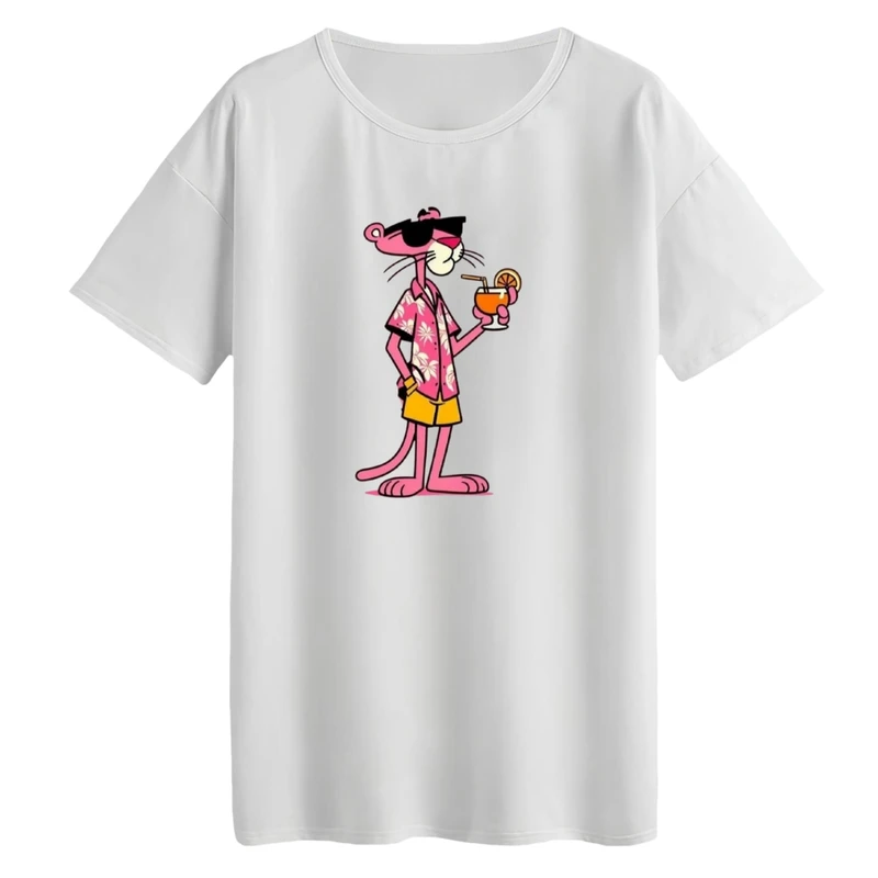 تی‌شرت لانگ آستین کوتاه زنانه مدل پلنگ صورتی