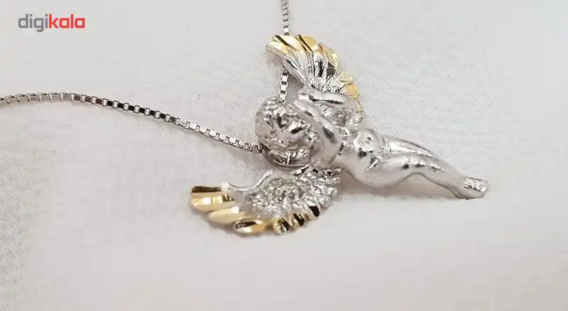 گردنبند نقره ترمه مدل فرشته بال طلایی Termeh