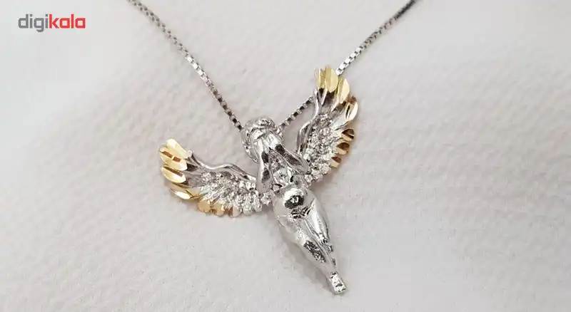 گردنبند نقره ترمه مدل فرشته بال طلایی Termeh