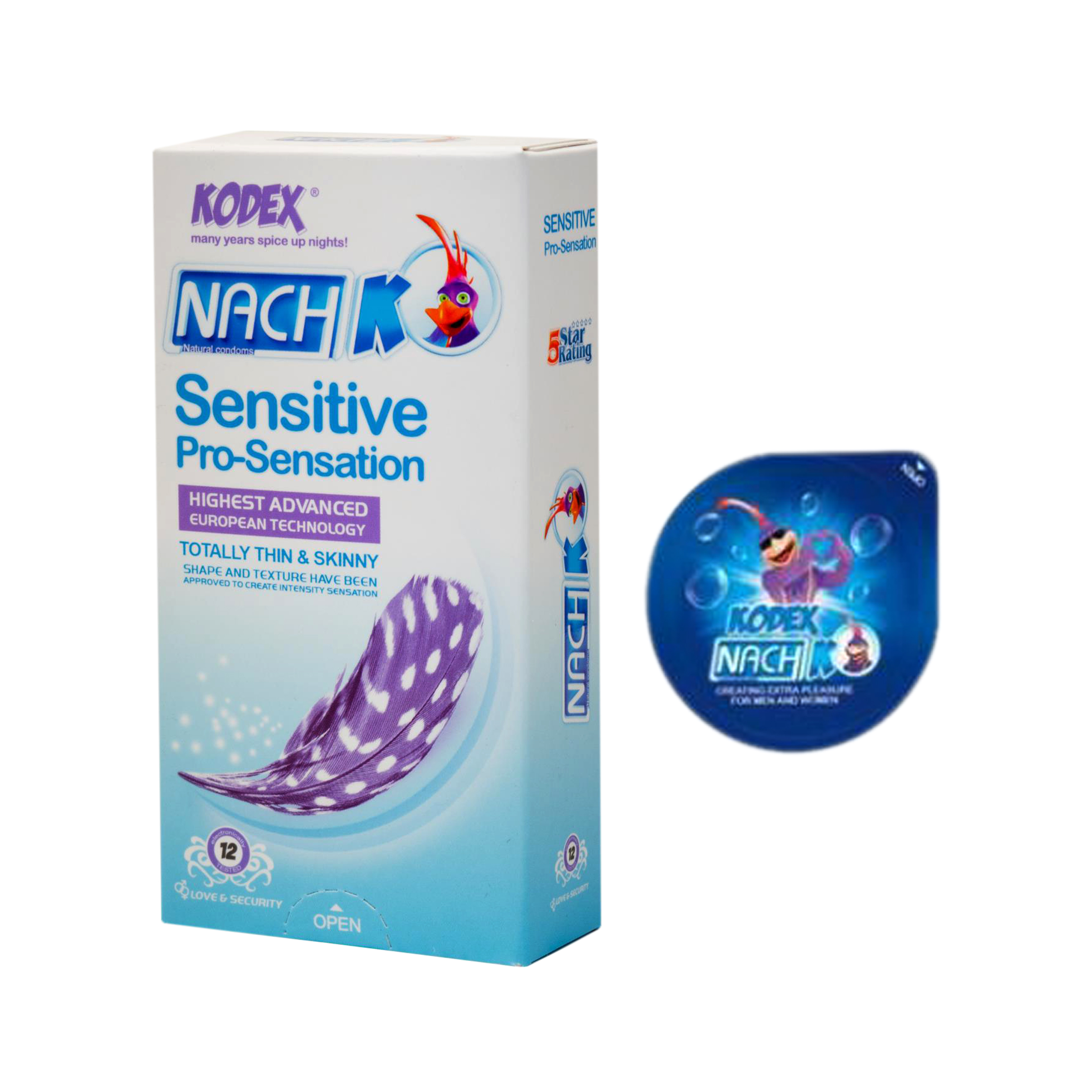 کاندوم ناچ کدکس مدل Sensitive Pro-Sensation بسته 12 عددی به همراه کاندوم ناچ کدکس مدل بلیسر