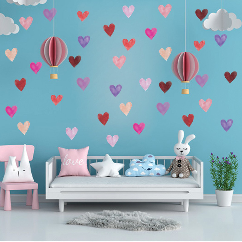 استیکر دیواری کودک مدل قلب کد 101 مجموعه 36 عددی