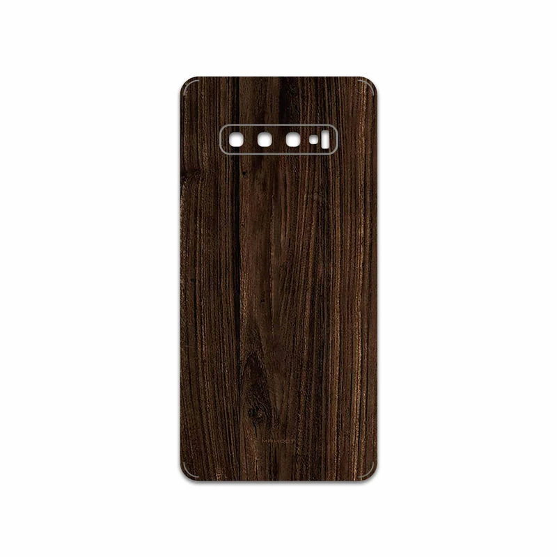 برچسب پوششی ماهوت مدل Dark Walnut Wood مناسب برای گوشی موبایل سامسونگ Galaxy S10 Plus