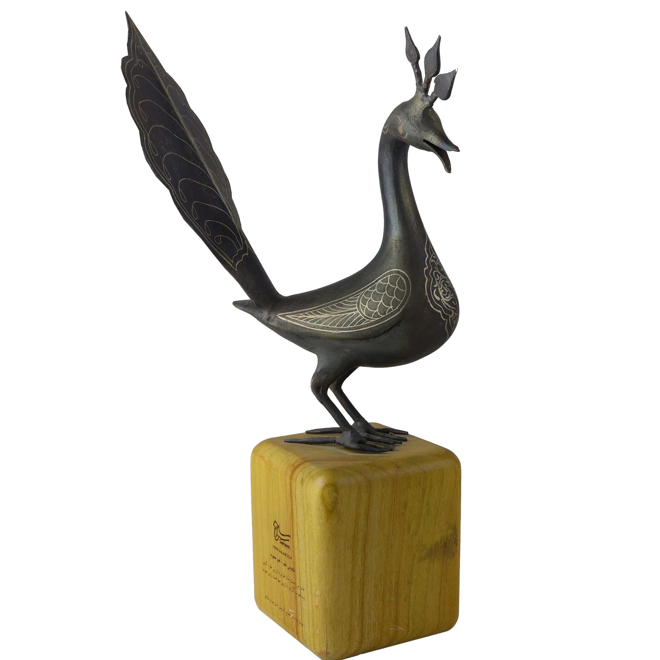 تندیس مدل طاووس نقره کوب