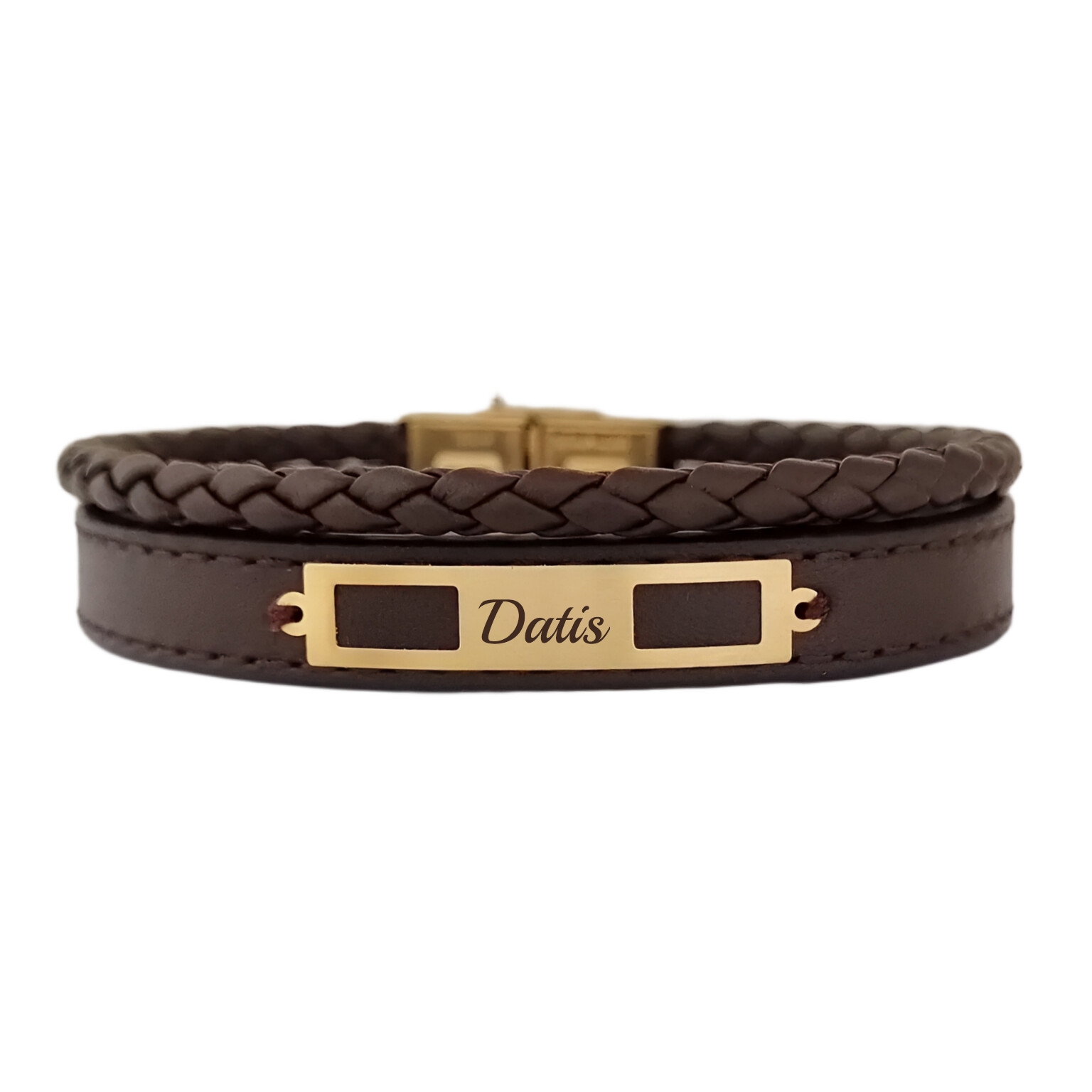 دستبند طلا 18 عیار مردانه لیردا مدل اسم داتیس 825