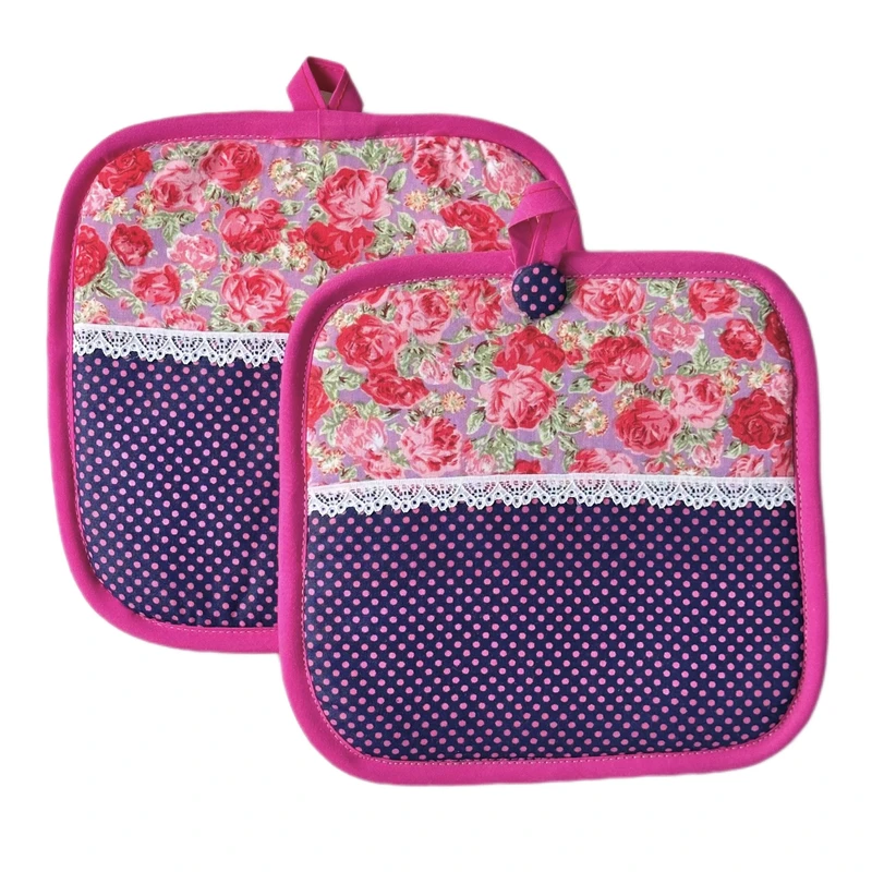 دستگیره آشپزخانه مدل مربع طرح گل پیونی کد 04 مجموعه دو عددی