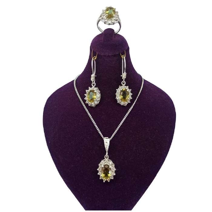 نیم ست نقره زنانه مدل سنگ الکساندریت کد 147 نیم ست نقره زنانه مدل سنگ الکساندریت کد 147