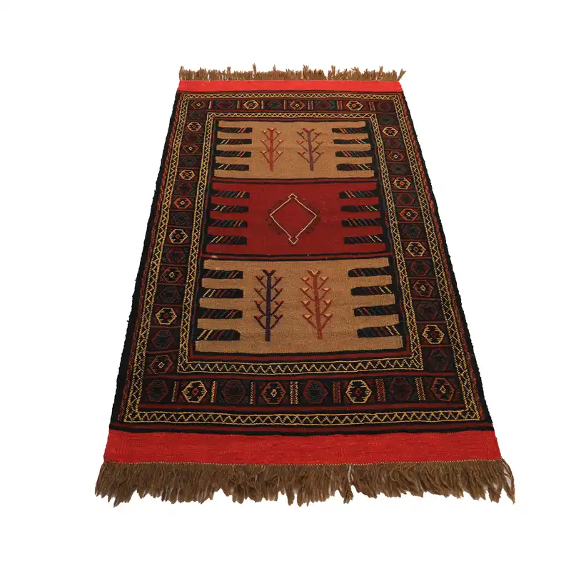 گلیم دستبافت دو متری مدل سفره کردی کد 40204113