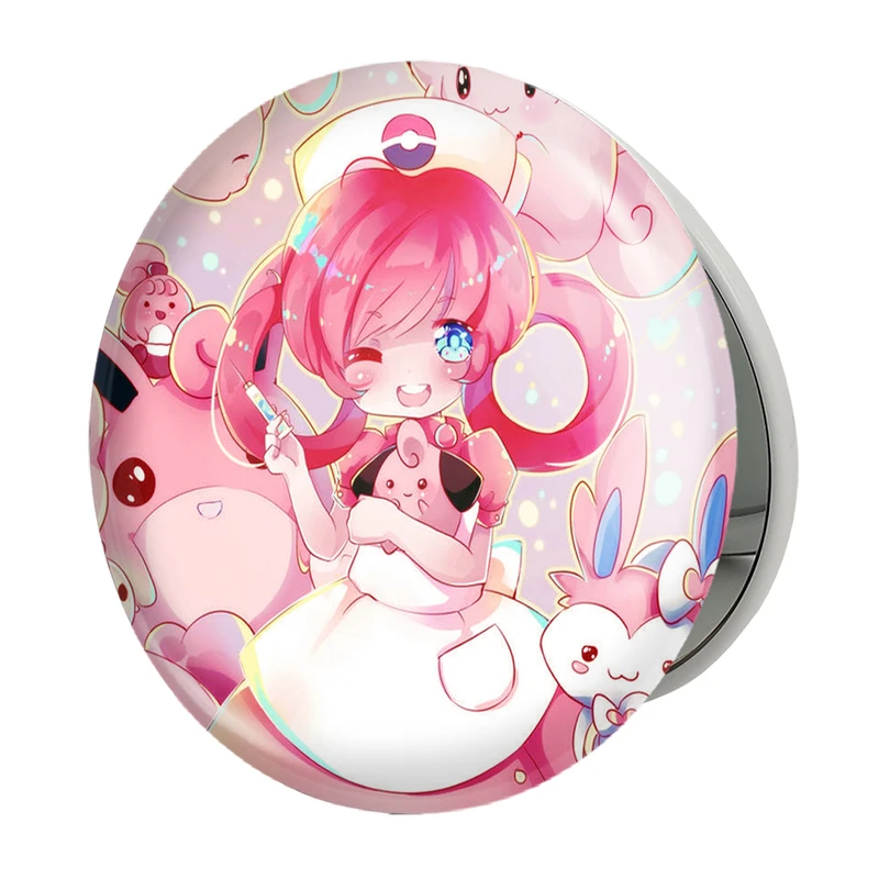 آینه جیبی خندالو طرح دختر انیمه ای مدل تاشو کد 18059 