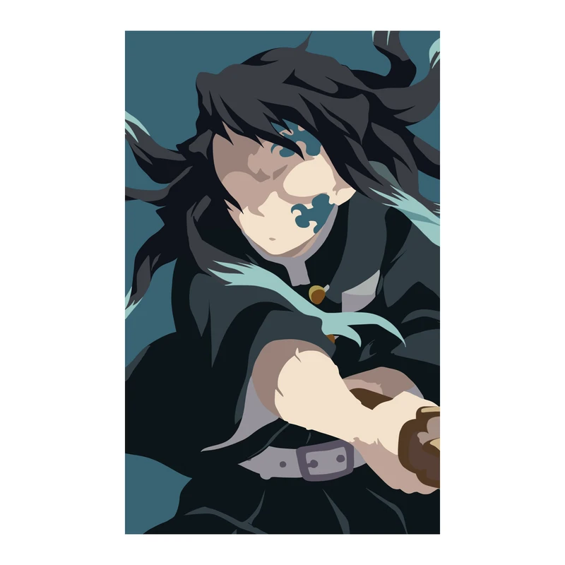 استیکر لپ تاپ و موبایل مدل انیمه طرح شیطان کش مویچیرو توکیتو demon slayer Muichiro Tokito کد 372