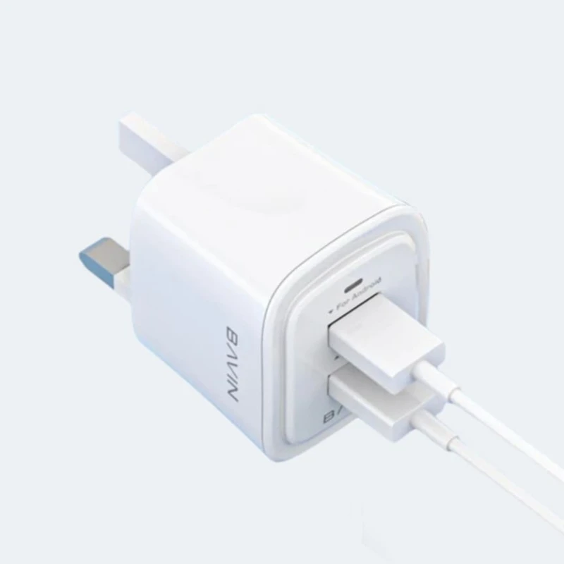 شارژر دیواری 12 وات باوین مدل PC386E DUAL به همراه کابل تبدیل لایتنینگ