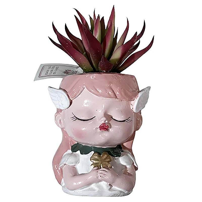 گلدان به همراه کاکتوس مصنوعی مدل فرشته شانس