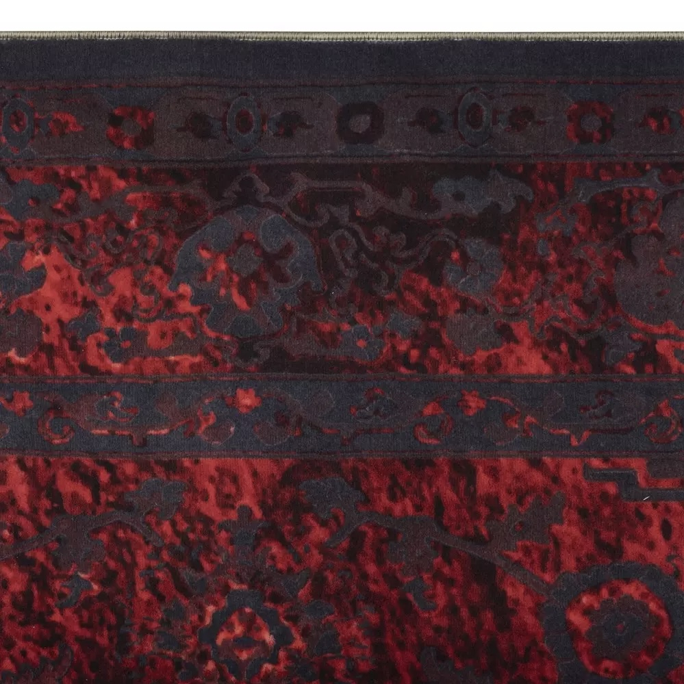 فرش ماشینی 1000 شانه زمینه قرمز حاشیه لاکی طرح پتینه کد 100364