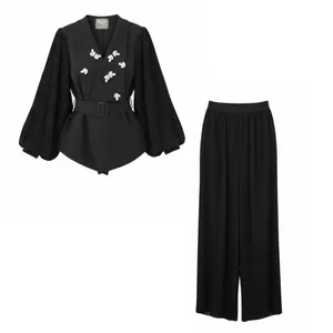 ست کت و شلوار رسمی زنانه گره استایل مدل ستاره شب