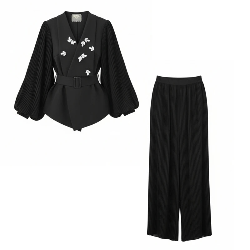 ست کت و شلوار رسمی زنانه گره استایل مدل ستاره شب