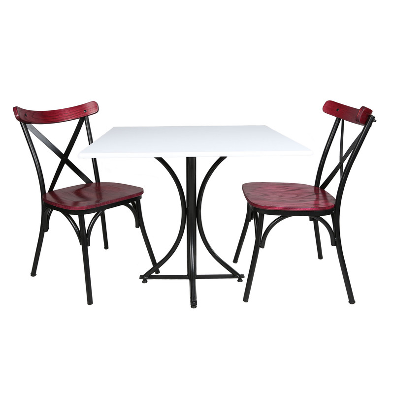 میز و صندلی ناهارخوری دو نفره مدل تونت لهستانی پایه فلزی MS