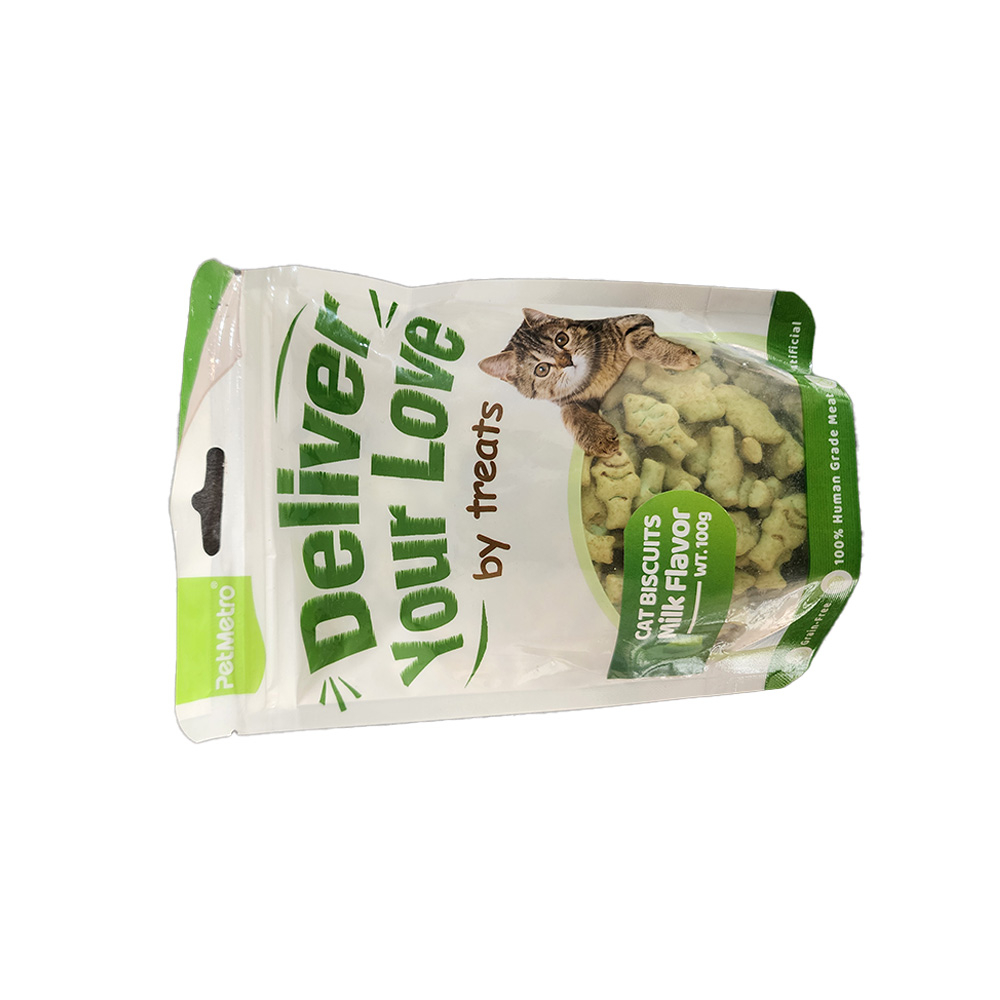 تشویقی گربه پت مترو مدل بیسکوییتی طعم شیر وزن 100 گرم