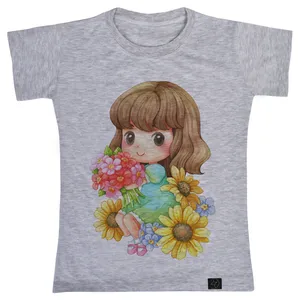 تی شرت آستین کوتاه دخترانه 27 مدل دختر و آفتاب گردان کد V208