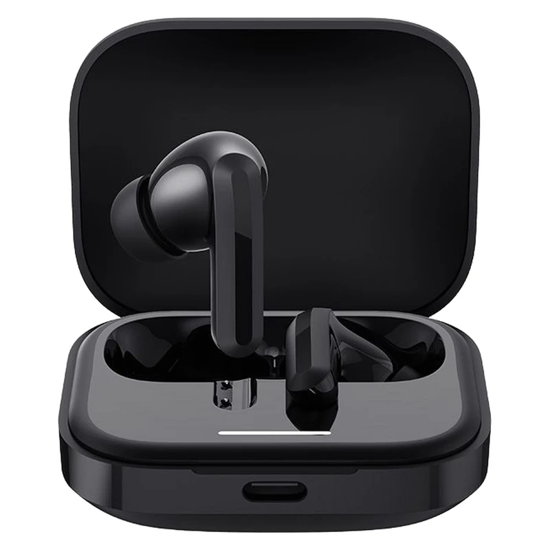 هدفون بلوتوثی شیائومی مدل Redmi Buds 5 با نویز کنسلینگ فعال (ANC)، درگاه شارژ USB Type-C، دارای نشانگر روی محفظه شارژ