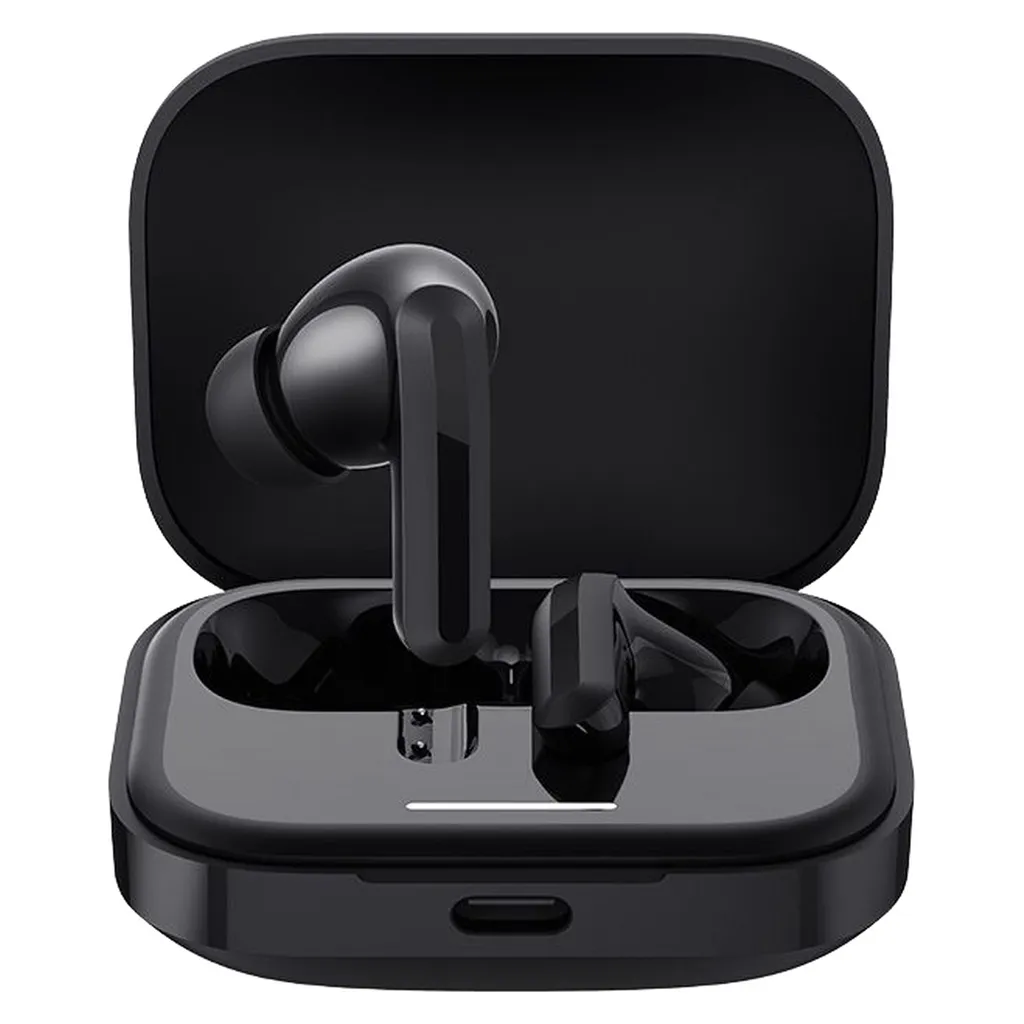 هدفون بلوتوثی شیائومی مدل Redmi Buds 5 با نویز کنسلینگ فعال (ANC)، درگاه شارژ USB Type-C، دارای نشانگر روی محفظه شارژ