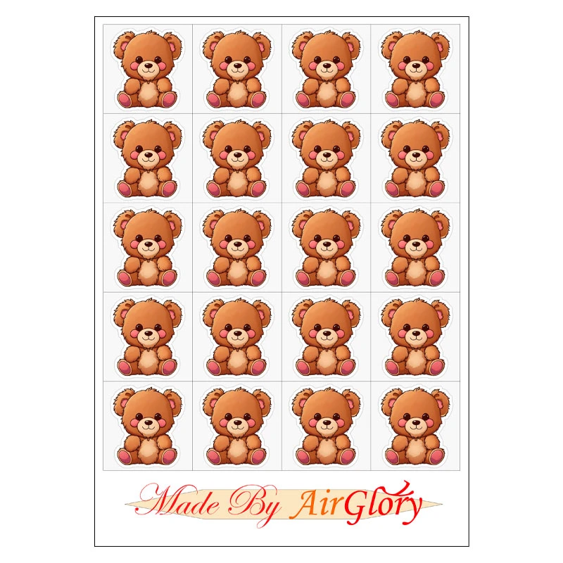 برچسب ایرگلوری مدل برش نخورده طرح خرسی کد 16 بسته 20 عددی