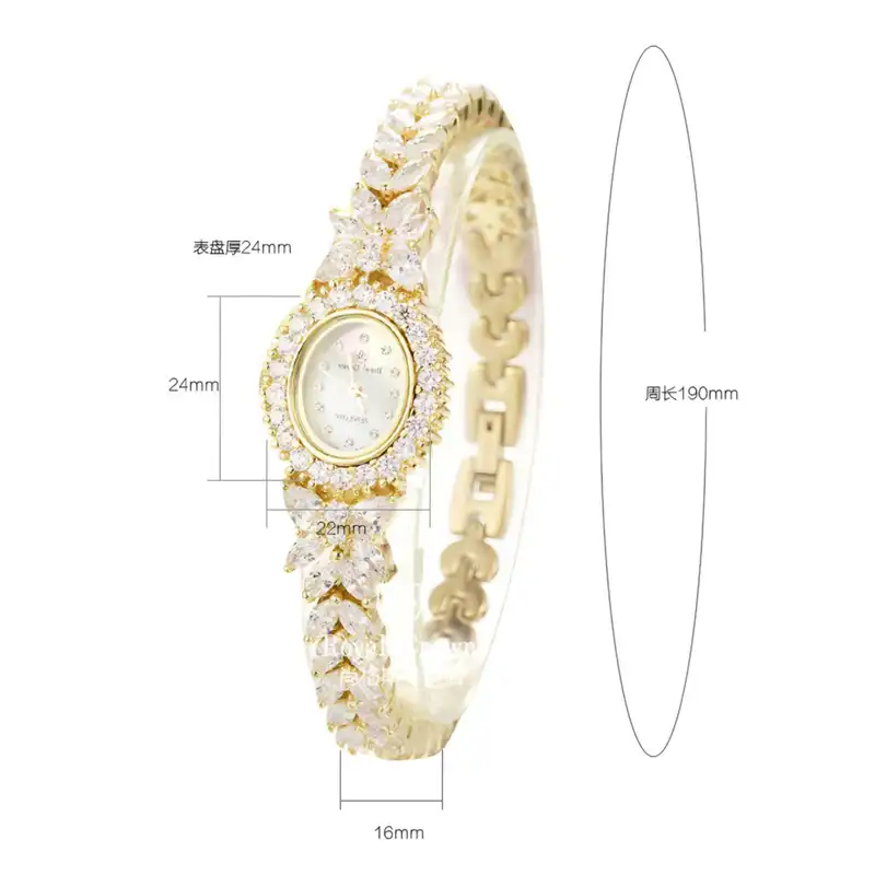 ساعت مچی عقربه ای زنانه رویال کرون مدل جواهری نگین زیرکونیوم کد 01