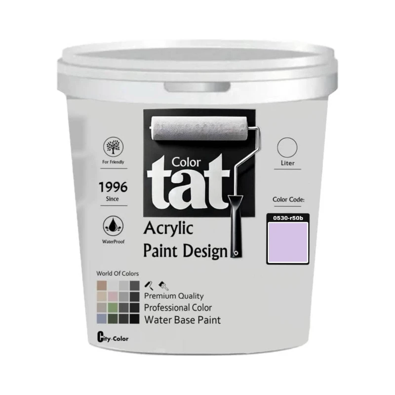 رنگ بنفش روشن نیمه مات اکرولیک تات کد 0530-r50b حجم 1لیتر