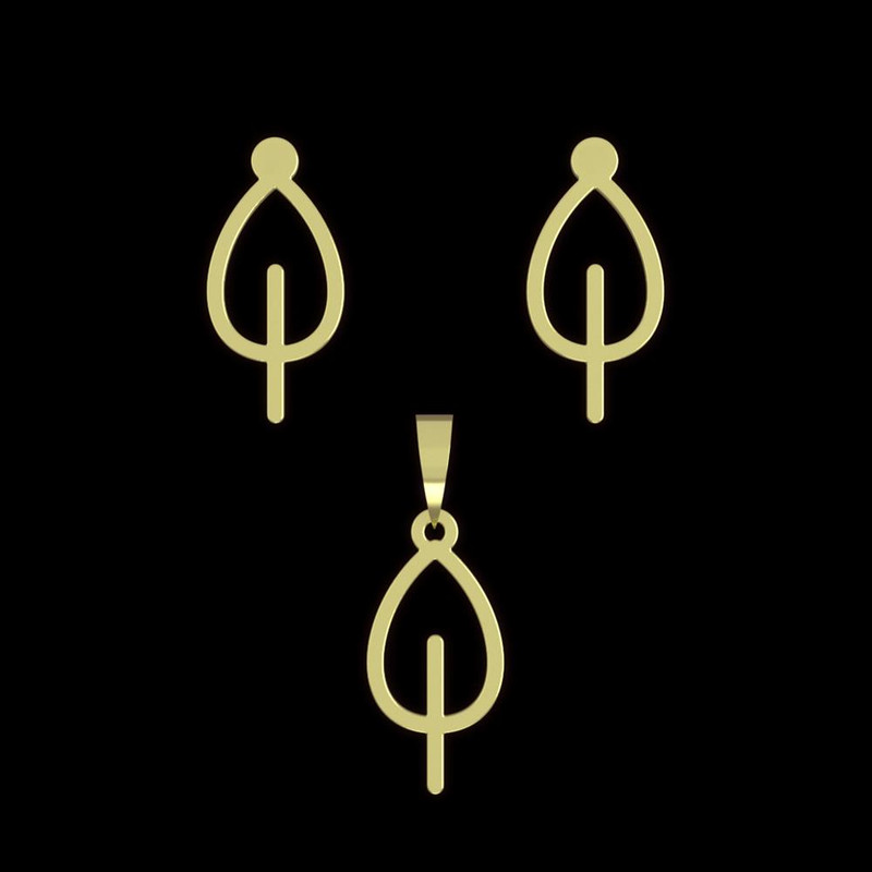 نیم ست طلا 18 عیار زنانه مدوپد مدل برگ کد NA16013