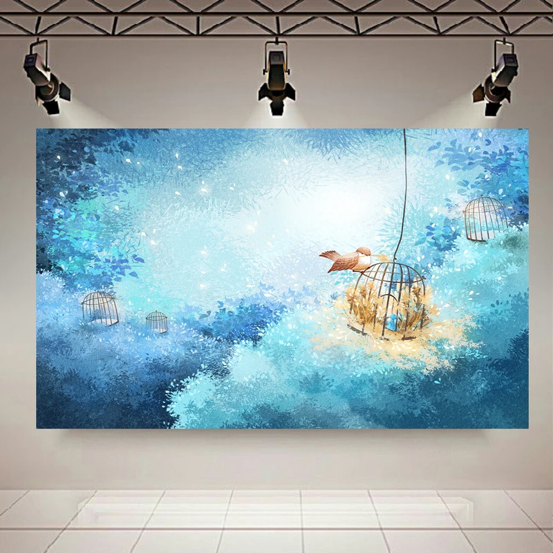 تابلو بوم طرح انتزاعی پرنده و قفس کد AR2685