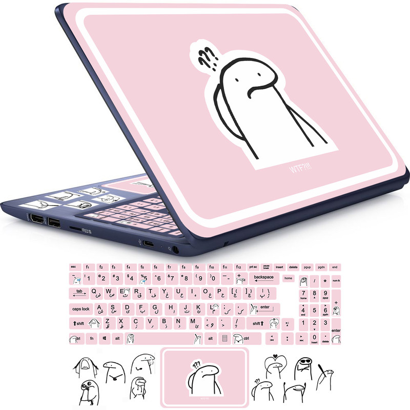 استیکر لپ تاپ راتیانا مدل فلورک 07 مناسب برای لپ تاپ 15 تا 17 اینچ به همراه برچسب حروف فارسی کیبورد