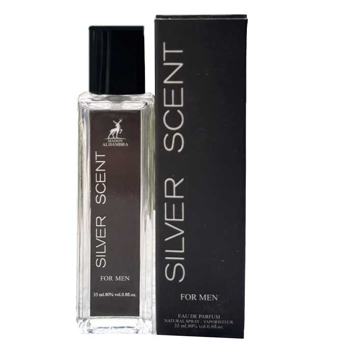 عطر جیبی الحمبرا مدل Silver Scent حجم 35 میلی لیتر