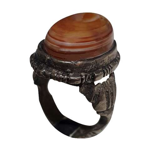 انگشتر نقره مردانه مدل عقیق سه پوست یمنی A3P219220