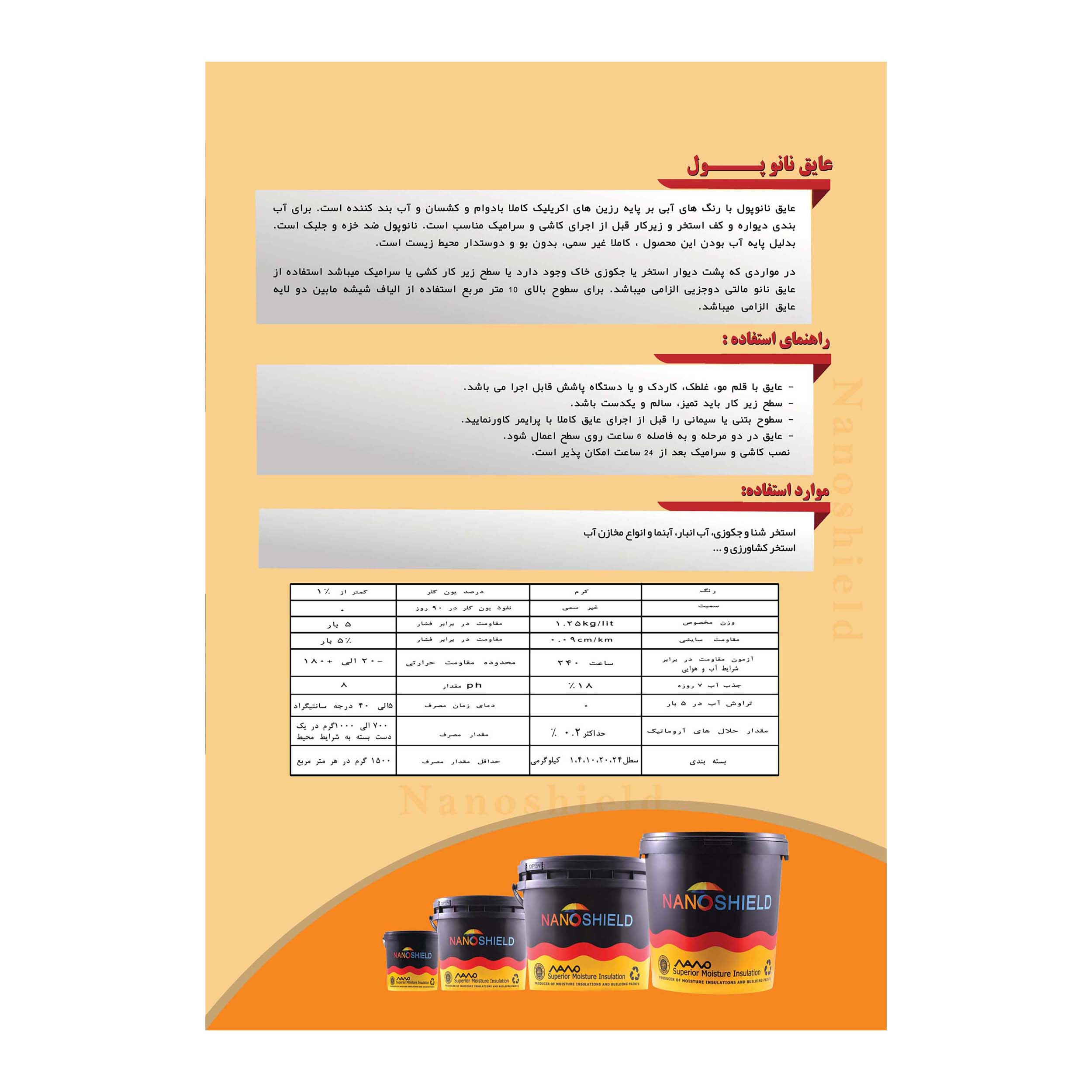 عایق رطوبتی نانوشیلد مدل نانوپول کد NSNP-24 وزن 24 کیلوگرم