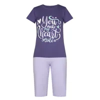 ست تی شرت و شلوارک زنانه آریان نخ باف مدل Z2659