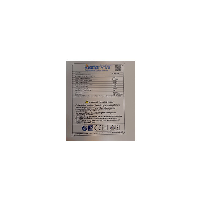پنل خورشیدی رستار سولار مدل RTM030M ظرفیت 30 وات مونو کریستال