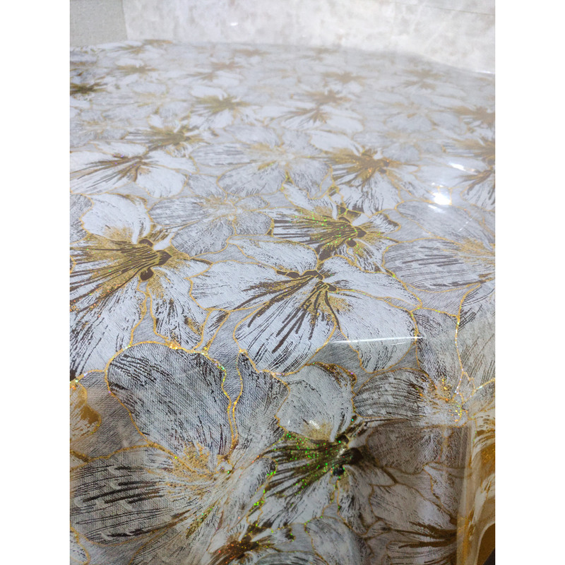 طلق رومیزی مدل گل طلایی کد 140x200