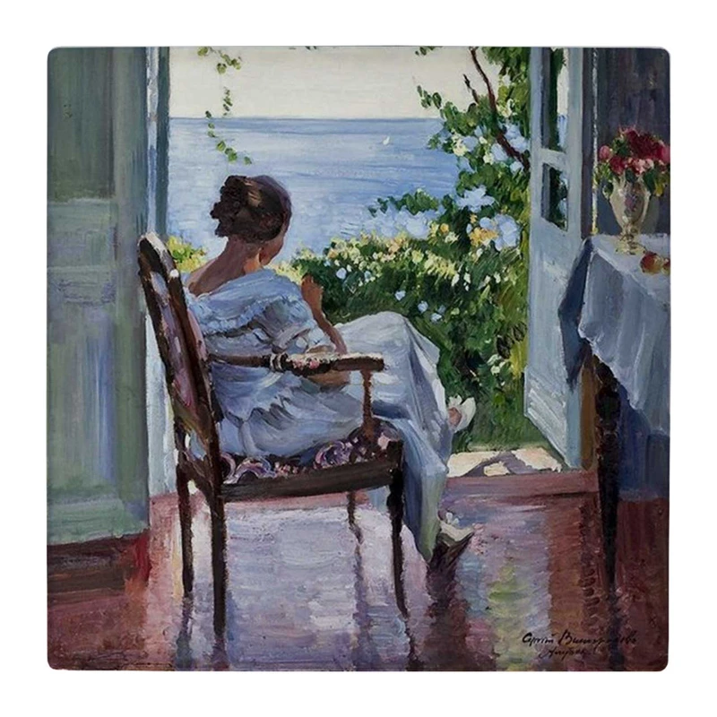 زیر لیوانی  طرح بانو و منظره دریا کد    4824128_3688