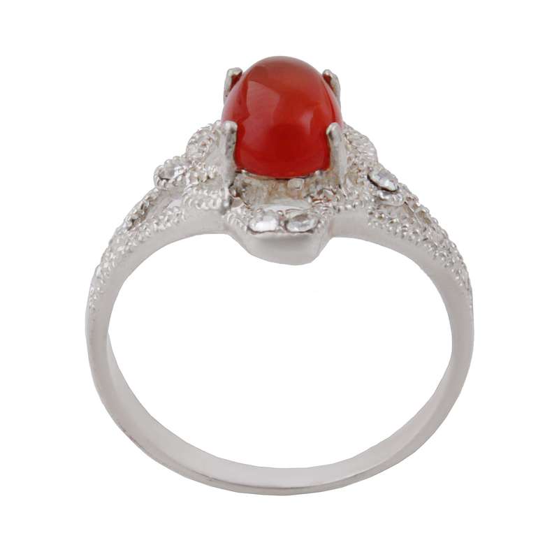 انگشتر نقره زنانه بازرگانی میلادی مدل سنگ عقیق نگین برلیان بدون ریزش کد AW_671