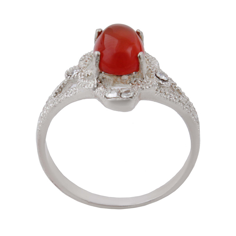 انگشتر نقره زنانه بازرگانی میلادی مدل سنگ عقیق نگین برلیان بدون ریزش کد AW_671