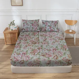 سرویس ملحفه سندس مدل پامچال کد F850 دونفره 3 تکه