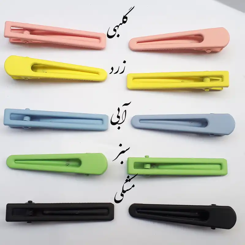 گیره مدل انبری بادامی و مستطیل پاستیلی مات بسته 2 عددی