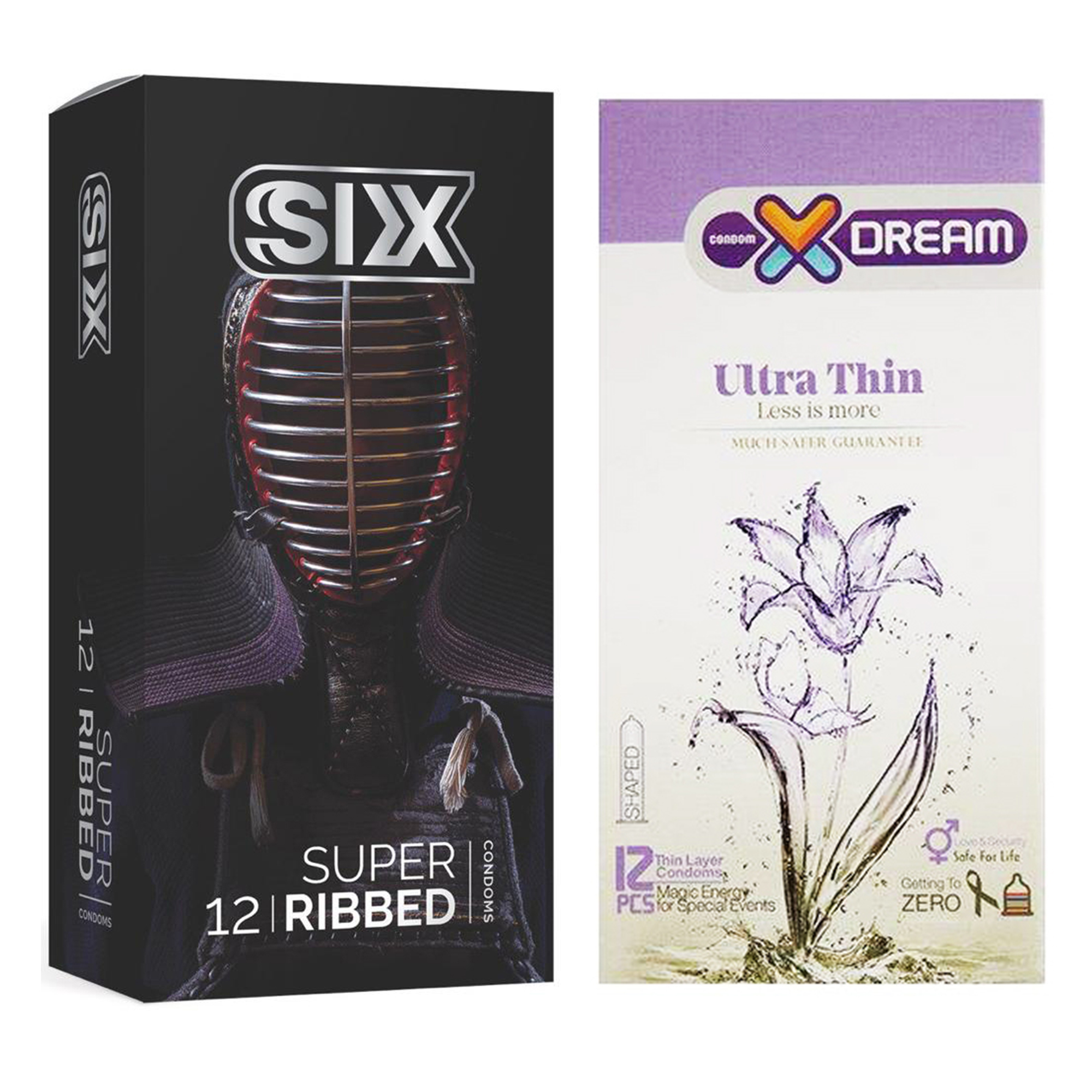  کاندوم سیکس مدل Super Ribbed بسته 12 عددی به همراه کاندوم ایکس دریم مدل Ultra Thin بسته 12 عددی