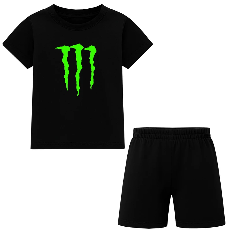 ست تی شرت آستین کوتاه و شلوارک راحتی پسرانه مدل M20 طرح چنگ